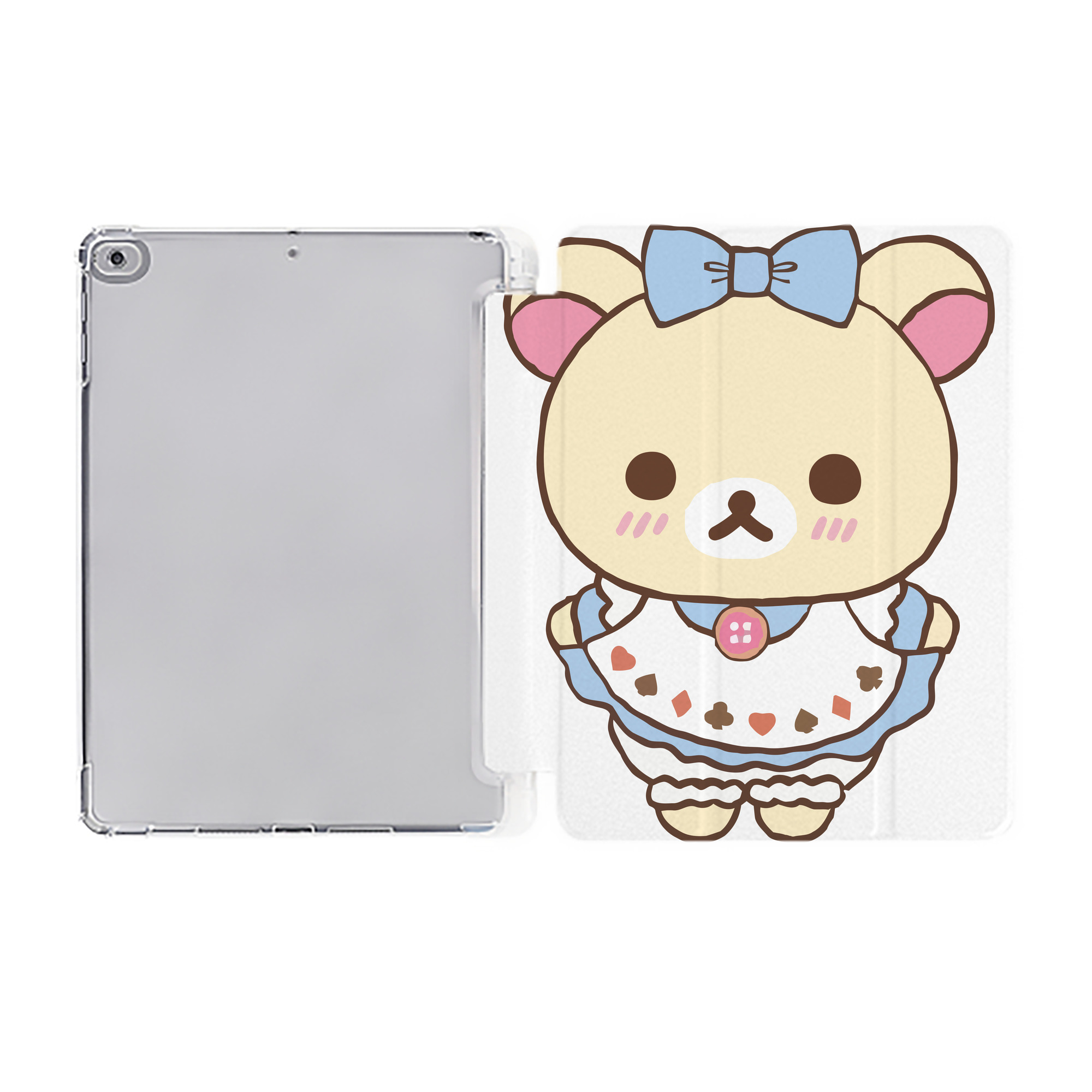 （画像用） リラックマ リラックマ キイロイトリ Rilakkuma Korilakkuma Kiiroitori IPad ケース ペン収納付き 三つ折りスタンド PUレザー×シリコン 対応機種9.5/10.5/10.9インチ
